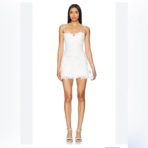 Bardot White Mini Dress  Size 10 NWT LACE  Bridal Dress Revolve Girly